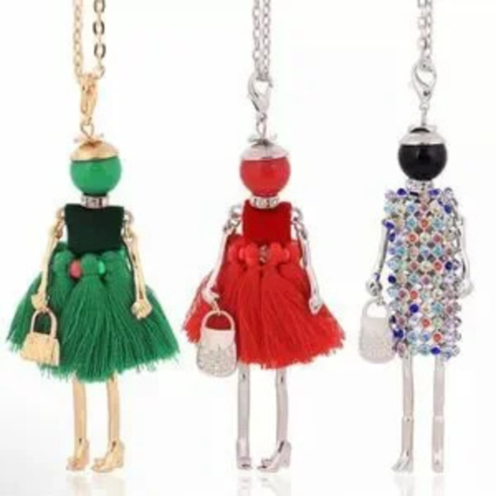 Fashion Doll Necklace Red, Green,?Multicolor